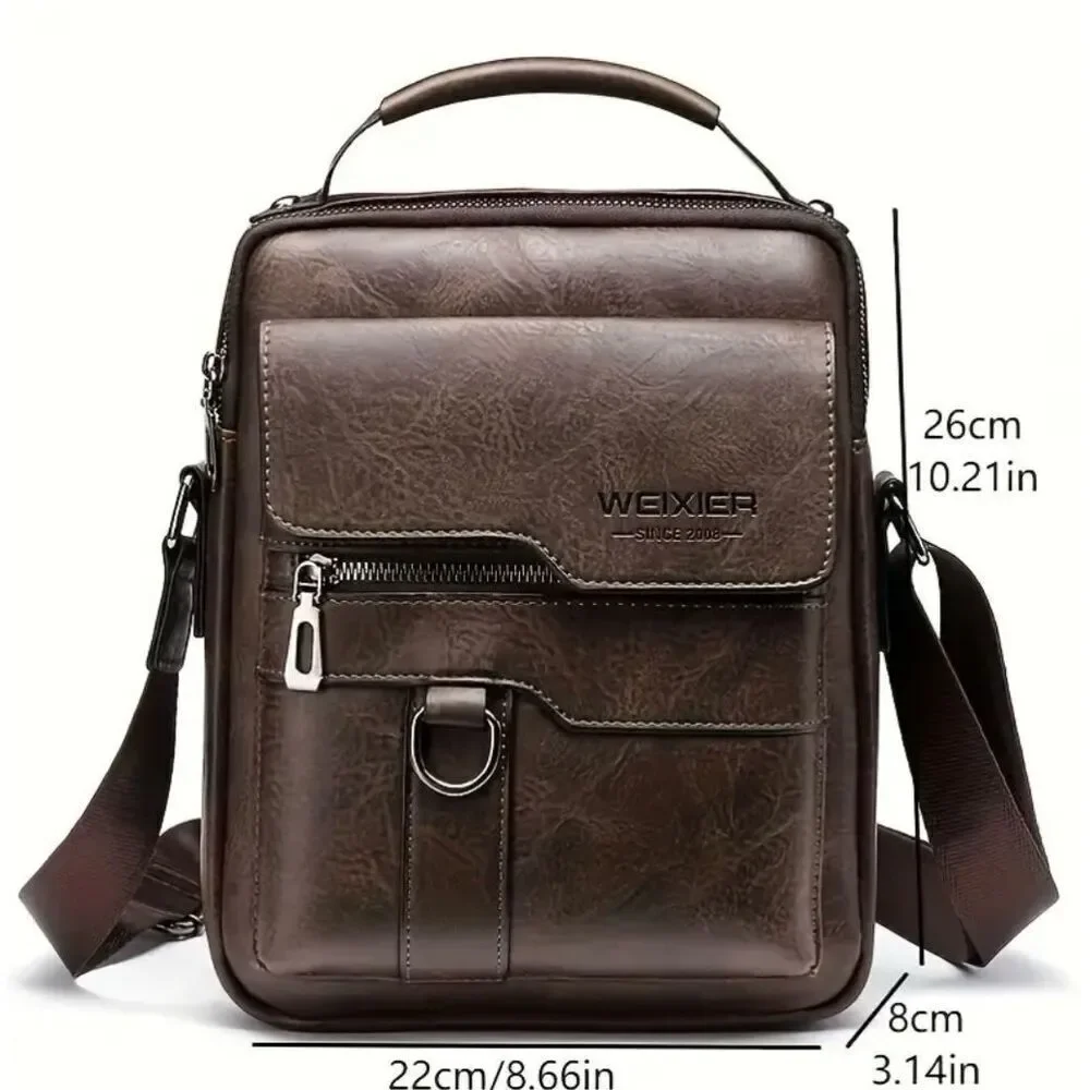 NWT WEIXIER Vintage Brown Shoulder Spacious Multi-Pocket Office Travel Bag